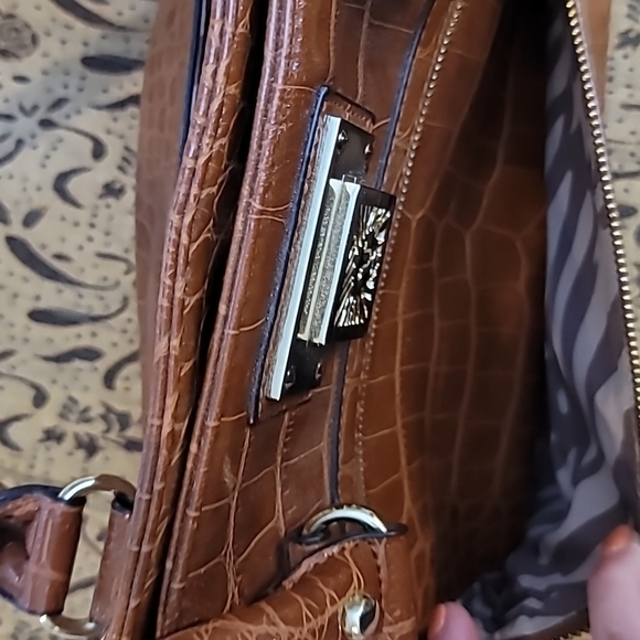 Anne Klein brown reptile pattern purse satchel - Picture 7 of 12